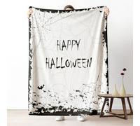 Halloween Decoration Queen Size Blanket for Bed, Spooky Bat Spider Web Microfiber Blanket 86x94 Inch, Autumn Holiday Couch Throw Blankets Fall Blankets Soft Warm Cozy for Camping Travel Picnic