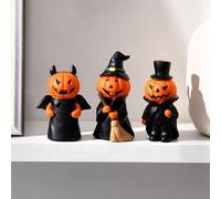 Halloween Decoration Sculpture, Halloween Spooky Figurines, Halloween Pumpkin Witch Statues, Resin Pumpkin Ornament, Halloween Pumpkin Man Figurine Resin Witch Cylinder Pumpkin Statue Sculpture (3PCS)