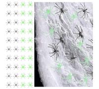 Halloween Decoration Set, 120 g, Stretchy Spider Webs & 40 Artificial Spiders, Perfect for Indoor/Outdoor, Garden, Door, Window, Fireplace, Homes, Haunted House & Party Accessories, Scary Atmosphere