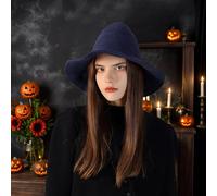 Halloween Decoration Set Foldable Women’ s Witch Hat The Must Have Halloween Travel Companion For A Unique And Stylish Props (Navy, One Size)