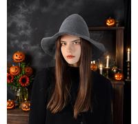 Halloween Decoration Set Foldable Women’ s Witch Hat The Must Have Halloween Travel Companion For A Unique And Stylish Props (Dark Gray, One Size)