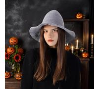 Halloween Decoration Set Foldable Women’ s Witch Hat The Must Have Halloween Travel Companion For A Unique And Stylish Props (Grey, One Size)