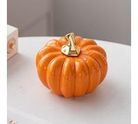 Halloween Decoration Set White Ceramic Pumpkin Ornament Desktop Home Halloween Spooky Decorations (B, 10X12cm)