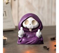Halloween Decoration Skull Skeleton Witch Figures with Ghosts Dog/Middle Finger, Skeleton Halloween Witch Decoration Statue, Skull Skeleton Table Decoration, Funny Figure for Garden Indoor Home Party