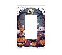 Halloween Decoration Switch Thermostatic Wall Plaques Scary Night Enchanted Forest with Pumpkins for All Seasons