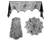 Halloween Decoration Table Runner Lamp Cover Set Washable Fabric Tablecloth Lampshade For Dining Mantels Display Halloween Runner Tablecloth Set