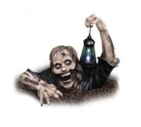 Halloween Decoration Zombie Statue, Zombie with Solar Lantern, Resin Zombie Garden Statues Horror Movie Garden Statue, Large Head Shot Zombie Crawling Out of Grave, for Outdoor Garden Patio Yard Decor
