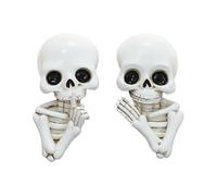 Halloween Decorations - 10.5cm Skull Wall Hanger with Peeping Pose Design | 451g Resin Gothic Skeleton Sculpture Set | Door Corner Wall Ornament | Haunted House Decor for Dorms and Parties