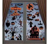 Halloween Decorations | 8 Sheet Halloween Window Stickers Clings Decals | Double Sided Reuseable Bats Spider Ghost Pumpkin Halloween Party |