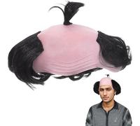 Halloween Decorations, Bald Wig Comfortable Bald Cap with Hair on the Sides Old Man Funny Wig for Halloween Costume, Cosplay & Party Supplies