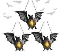 Halloween Decorations Bat Lights 3 Pcs Halloween Lantern Easy Hanging Creepy Bat Light Outdoor LED Figurine Decor Light up Haunted House Wall Lamps Party Decor