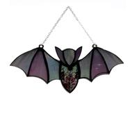 Halloween Decorations Bat Suncatcher, 4.72x2.55 Inch Black Bat Rearview Mirror Hanging Ornament, Silent Swing Gothic Car Accessories for Women, Witchy Gifts Acrylic Spooky Car Decor Interior