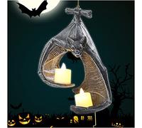 Halloween Decorations Bat Wall Tealight Holder,Gothic Bat Wall Sconce Candle Holder with Candles,Halloween Candlestick Hanging Decoration for Home Garden Party