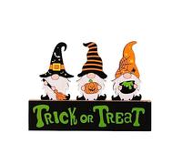 Halloween Decorations Dwarf Pumpkin Wooden Sculpture Garden Statue Festive Tabletop Display Seasonal Home Unique Art (A, One Size)