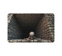 Halloween Decorations Funny Ghost Skeleton 3D Optical 3D Visual Hole Design Rug, Halloween Outdoor Spooky Floor Mat Front Door Decor, Rectangle Patterned Home Carpet, For Living Room Bedroom