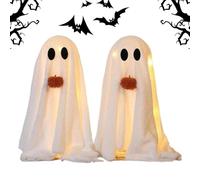Halloween Decorations Ghost, Lighted Ghost, Party Table Decor, Festive Home Ornament, Spooky Indoor Outdoor Accessory for Garden Yard Kitchen Bookshelf Fireplace Lawn, 20.47x11.81x11.81 Inches