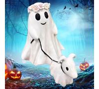 Halloween Decorations Ghost Walking Dog Statue, Ghost Walking Dog Statue,Cute Ghosts Statues With Dogs,Ghosts Dogs Statues Spooky GhostDog Figurine Ornament Halloween Home Decor Tabletop,Figurines