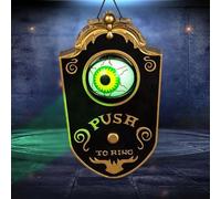 Halloween Decorations, Halloween Doorbell, Animated Eyeball with Spooky-Sounds, Halloween Decor with Lightup Eyeball,Trick Or Treat Event for Kids, for Haunted House Halloween Party Black