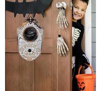 Halloween Decorations, Halloween Doorbell, Animated Eyeball with Spooky-Sounds, Halloween Decor with Lightup Eyeball,Trick Or Treat Event for Kids, for Haunted House Halloween Party Beige