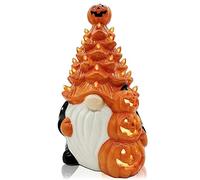 Halloween Decorations, Halloween Gnomes Ceramic Tree Decor, Orange Gnome Pumpkin Decor, Ceramic Tree Decorations for Home Tables Indoor