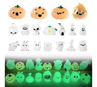 Halloween Decorations Halloween Miniatures 18Pcs Mini Village Accessories Pumpkin Mummy Rabbit Ghost Glow in The Dark Resin Mini Figurine Decor for DIY Crafts Dollhouse