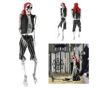 Halloween decorations Halloween Skeleton Giant skeleton Life Size Imitation Skeleton, Full Body Realistic Human Bones with Posable Joints, 165cm Pirate Styling Halloween Skeleton Decoration (White)