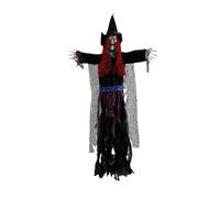 Halloween Decorations Hanging Ornaments Scary Theme Party Room Bathroom Plastic Holiday Festive Witch Pumpkin Flying Grim Front Porch Yard Garden (Red, 120cm)