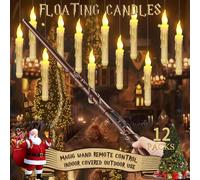 Halloween Decorations, Harry Floating Battery Operated Candles with Potter Magic Wand Remote, Flameless Hanging Flickering LED Candle Light, Christmas Decor for Classroom Birthday Party Church