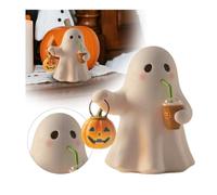 Halloween Decorations Indoor, Cute Ghost Light with Pumpkin Lantern, Battery Operated LED Spooky Night Light, Tabletop Ornament for Home Party Kids Room Decor (1)