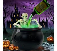 Halloween Decorations Indoor, Decoration Halloween Cauldron Interieur with Magic Floating Potion Bottles, Diffuser, Fog Maker, Skeleton Witches Cauldron for Party Spooky Vintage Home Kitchen Table