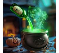 Halloween Decorations Indoor - DIY Floating Potion Set with Witches Cauldron and Mist Maker - Spooky Vintage Black Plastic Bowl Hocus Pocus Party Decor for Home Table Mantel Kitchen Room Black S