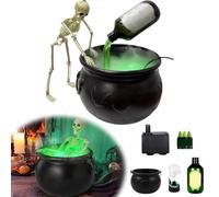 Halloween Decorations Indoor, DIY Floating Potion Set with Witches Cauldron and Mist Maker - Spooky Vintage Black Plastic Bowl Hocus Pocus Party Decor for Home Table Mantel Kitchen Room