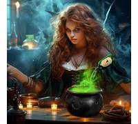 Halloween Decorations Indoor - DIY Floating Potion Set with Witches Cauldron and Mist Maker - Spooky Vintage Black Plastic Bowl Magical Potions Party Decor for Home Table Mantel Kitchen Room