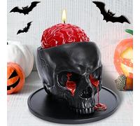 Halloween Decorations Indoor - Halloween Candle, Skull Bleeding Candle Gothic Decorations for Home Table Bar Indoor Room - Spooky Decor for Table Room, Black
