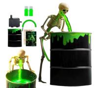 Halloween Decorations Indoor, Halloween Skeleton Vomit Bucket Ornaments, Puking Skeleton with UV Black Light Water Pump Bucket for Halloween, Skeleton Figurines Vomit for Office Halloween Party