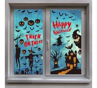 Halloween Decorations Indoor,Halloween Window Stickers, 9 Sheets Bloody Halloween Decorations for Window Door with Bat,Pumpkin,Witch,Spider Stickers Deco Indoor Outside