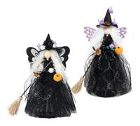 Halloween Decorations Indoor Party 2 Pcs Witch Decor Halloween Tree Topper Halloween Witch Figurines Gothic Decor Butterfly Witch Broom Doll Ornament Tree Top Star Day of the Dead Decorations