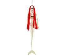 Halloween Decorations Indoor Red Haired Skeleton Halloween Decorations 80cm Movable Joints Decorations For Cemetery Decoration Home Props Indoor Outdoor Decoration Red Haired Fish Bone (Beige, 80cm)