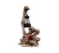 Halloween Decorations Indoor Solar Garden Skeleton Sculptures for Halloween Outdoor Decorations Skeleton Forever Figurines Resin Couple Figurine with Solar for Patio (White, 24X13. 5X11. 5cm)