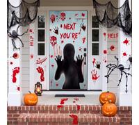 Halloween Decorations Indoor Window Cling Stickers | Scary Ghostly Figure Bloody Handprints Footprints Wall Stickers for Halloween Party Outdoor Garden Haunted House Decor Set