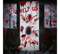 Halloween Decorations Indoor Window Stickers, Halloween Window Stickers | Large Scary Bloody Handprints Footprints Wall Stickers Reusable Zombie Posters Set for Glass, Bathroom, Halloween Party