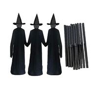 Halloween Decorations Large Light Up Holding Hands Screaming Witch Outdoor Sound Activated Sensor A Pack Of 3 Life Size Scary For Home Outside Garden Yard Patio Party Statue Head (Black, One Size)