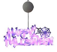 Halloween Decorations Lights ,Happy Halloween Neon Lights with Suction Cup ,Hanging Halloween Window Lights Battery Operated,Halloween Neon Signs Light for Home Party Wall Decor (Purple)