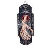 Halloween Decorations Motion Activated Halloween Doorbell with Spray, Skeleton Hand, Red Light & Scary Sound, Easy Hanging Electric Doorbell Perfect for Teasing or Frightening