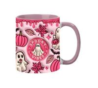 Halloween Decorations Novelty 3D Colourful Pastel Print Halloween Mug,Spooky Ghost Cup for Tea & Coffee,Cute Pumpkin Ghosts Coffee Cup,Autumn Decorations Pumpkin Home Decor Gifts for Women