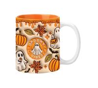 Halloween Decorations Novelty 3D Colourful Pastel Print Halloween Mug,Spooky Ghost Cup for Tea & Coffee,Cute Pumpkin Ghosts Coffee Cup,Autumn Decorations Pumpkin Home Decor Gifts for Women