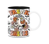 Halloween Decorations Novelty 3D Colourful Pastel Print Halloween Mug,Spooky Ghost Cup for Tea & Coffee,Cute Pumpkin Ghosts Coffee Cup,Autumn Decorations Pumpkin Home Decor Gifts for Women