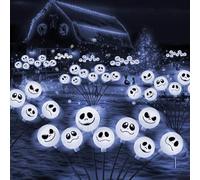 Halloween Decorations Outdoor, 2PCS 8LED Scary Halloween Lights Swaying Solar Garden Lights Outdoor Waterproof, Path Lights Halloween Party Lights Decorative Lights, Halloween Decor (Cool white)