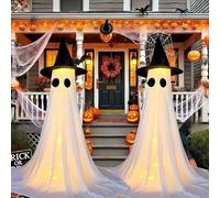 Halloween Decorations Outdoor, 2PCS Halloweens Party Decoration Indoor,Spooky Ghost with Remote Control Lights,Halloween-Ghost Lights for Porches Yards Gardens Lawn