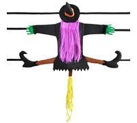 Halloween Decorations Outdoor - 39.4'' Halloween Crashing Witch Into Tree Decorations, Flying Witches Hitting Tree Trunks Pillars Ornaments, Hanging Outdoor Ornaments For Courtyard Porch Garden